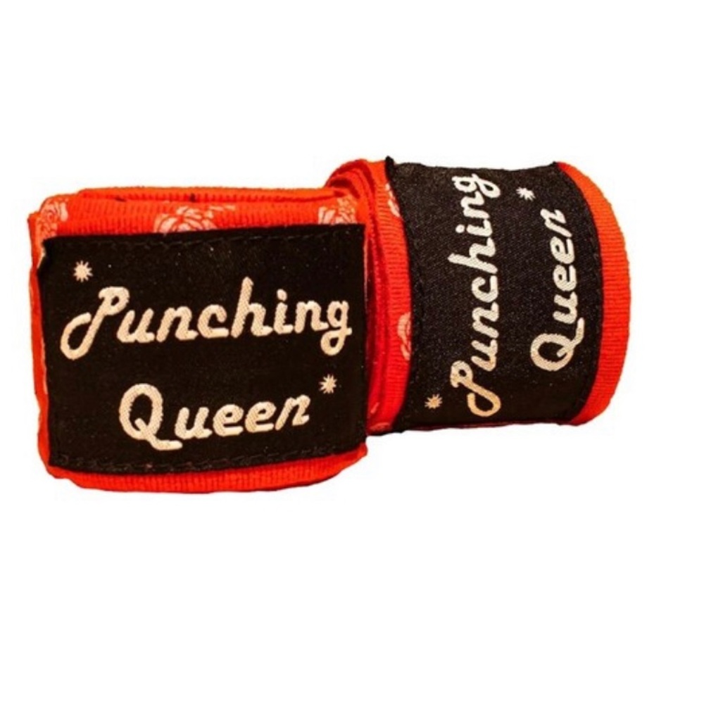Punching Queen Boxing hand wraps  in red and roses